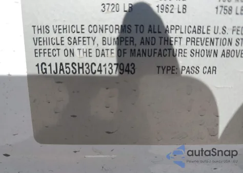 2012 Chevrolet Sonic 2Ls from USA, damaged, VIN 1G1JA5SH3C4137943
